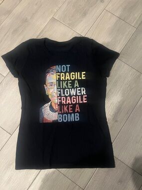 Not Fragile Like a Flower Black Graphic Tee